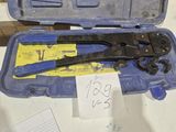 a blue tool case with a wrenet inside of it