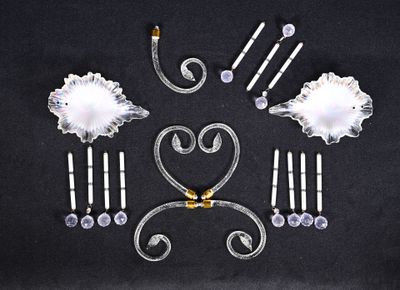 Ensemble de pièces de suspensions ou appliques en verre clai…