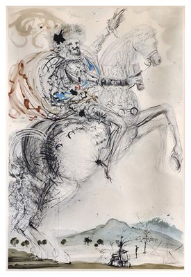 an image of a drawing of a man on a horse