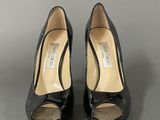 jimmy ' s black patent peep toe pumps size 7 5