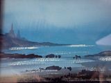 une photo d'un tableau représentant des chevaux sur la plage
