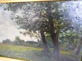 a picture of a painting of a tree in a field