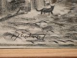 a drawing of a dog and a cat in a room