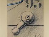 drawing of a drawing of a keyhole with a number 955 on it