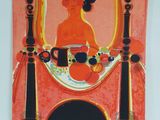 painting of a woman sitting in a chair with a cup of coffee