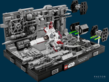 a lego model of a star wars tier in a display case