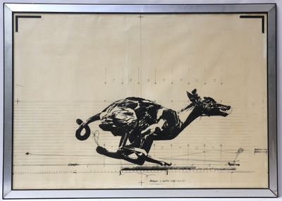 une image représentant un lévrier en train de courir sur une piste