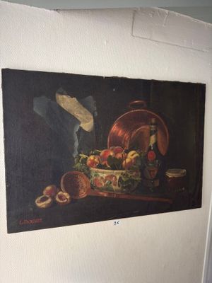 a picture of a painting on the wall of a kitchen