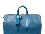 louis vuitton blue epi leather travel bag