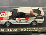 a model of a white car in a clear case