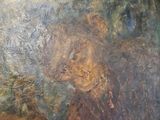 a painting of a man and a woman in a forest