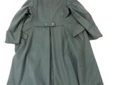 the back of a green trench coat with buttons on it