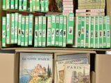 une boîte en carton remplie de livres et tout un tas d'autres livres