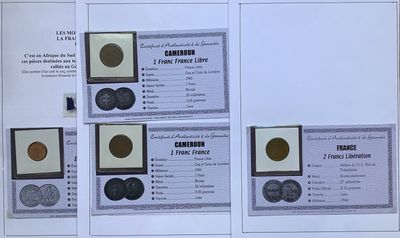 Plusieurs types de pièces sont exposés sur un tableau blanc.