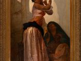 an image of a painting of a woman in a pink dress
