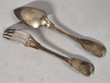 two spoons and a fork sitting on a table