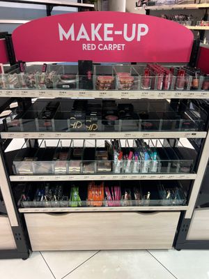 a display of makeup products in a store