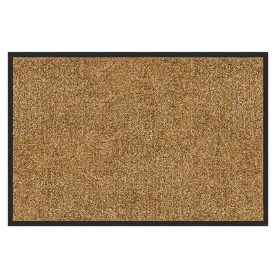 un paillasson marron avec une bordure noire sur fond blanc