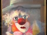 tableau représentant un clown avec un chapeau et un nez rouge