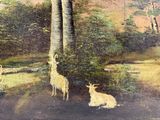 un tableau représentant un groupe d'animaux dans les bois