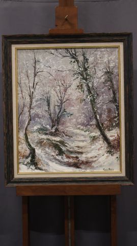 Gaston THIERY (1922-2013) « le chemin creux ». Huile sur toile. S...