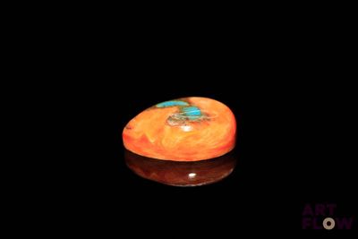 une orange posée sur une surface noire