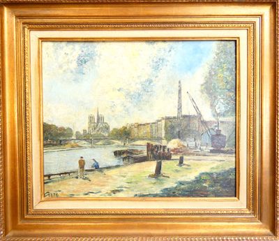 La Seine à Paris. Huile sur contreplaqué SBG "Gizo".