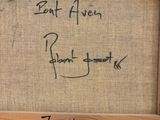 une vieille photo d'un cadre en bois avec une inscription dessus