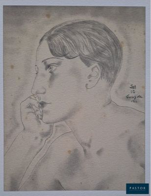 drawing of a woman with a cigarette in her mouth