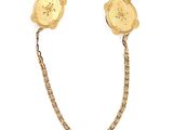 pair of 18k gold plated earrings with a chain