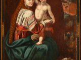 a painting of a woman holding a child in her lap