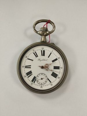 Importante montre régulateur en acier, cadran émaillé blanc et chiffre