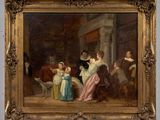 a painting of a group of people in a living room
