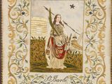 a painting of a woman holding a sword in her hand