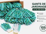 une boîte remplie de gants de jardinage et de gants posée sur une table