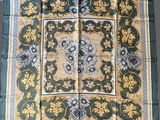 green and gold floral square silk scarf