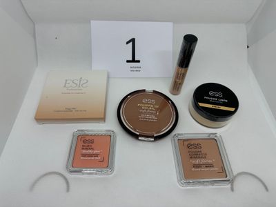 a white box with various cosmetics items on top of it