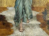an image of a painting of a woman in a blue dress