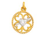 14k yellow gold and white gold heart and arrow pendant