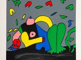 an image of a painting of a man falling from a tree