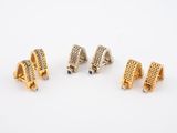 three pairs of gold and diamond cuff earrings