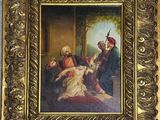 an old painting of a group of people sitting on a couch