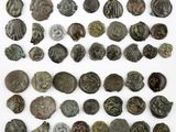 a collection of ancient roman coins