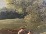 a painting of a man and a woman sitting in a boat