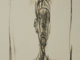 drawing of a man in a black and white picture with a picture frame in the background