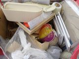 a basket full of assorted items in a room
