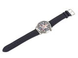 an image of a wrist watch with a black leather strap