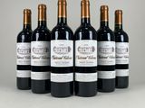 six bouteilles de vin rouge alignées