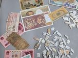 many different types of money on the table