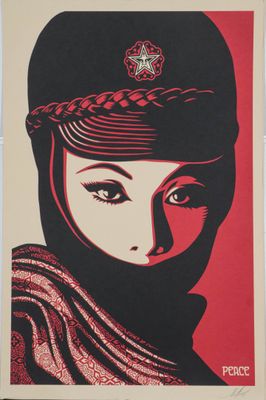 a poster of a woman wearing a hat and scarf